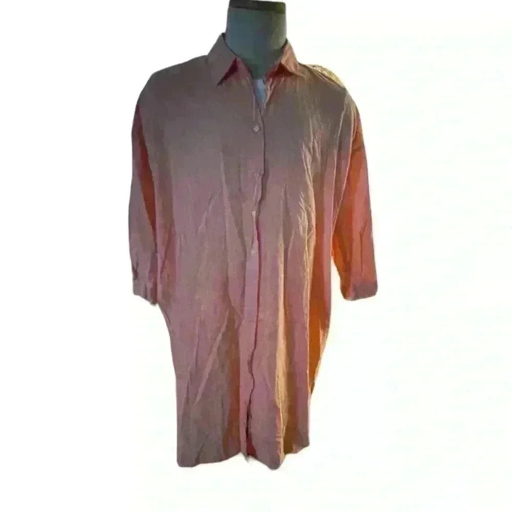 Refka red Linen  button down shirt dress size 6 d12